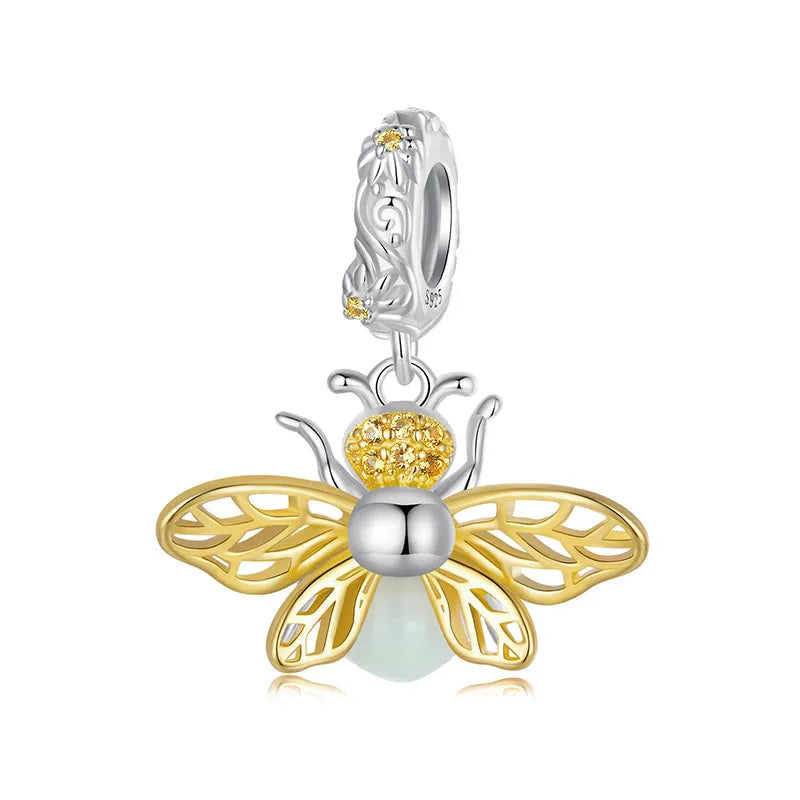 1 Piece 925 Sterling Silver Zircon Insect Dragonfly Pendant Jewelry Accessories