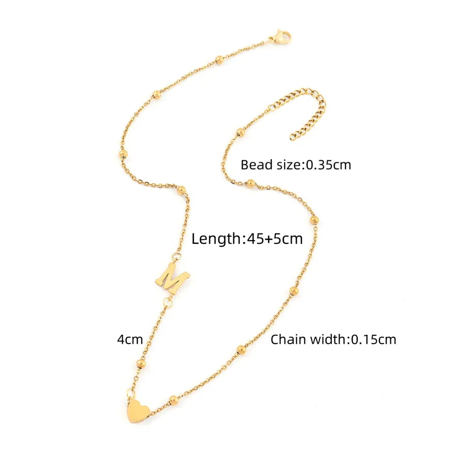 Wholesale Jewelry Elegant Simple Style Classic Style Letter Heart Shape 201 Stainless Steel 304 Stainless Steel Pendant Necklace cable chain