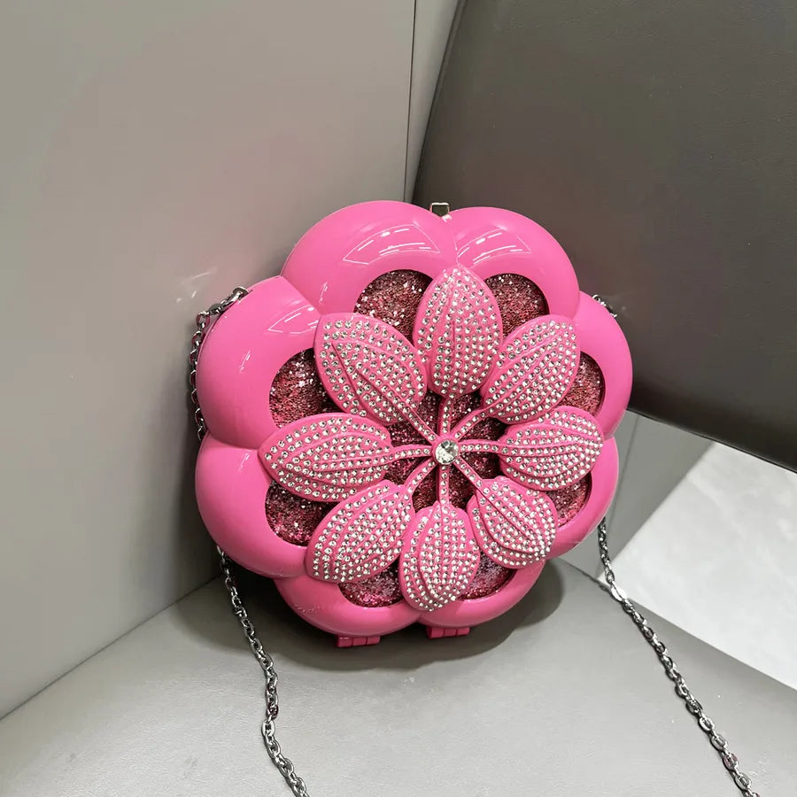 Women's Small Arylic Flower Classic Style Streetwear Round Lock clasp Evening Bag