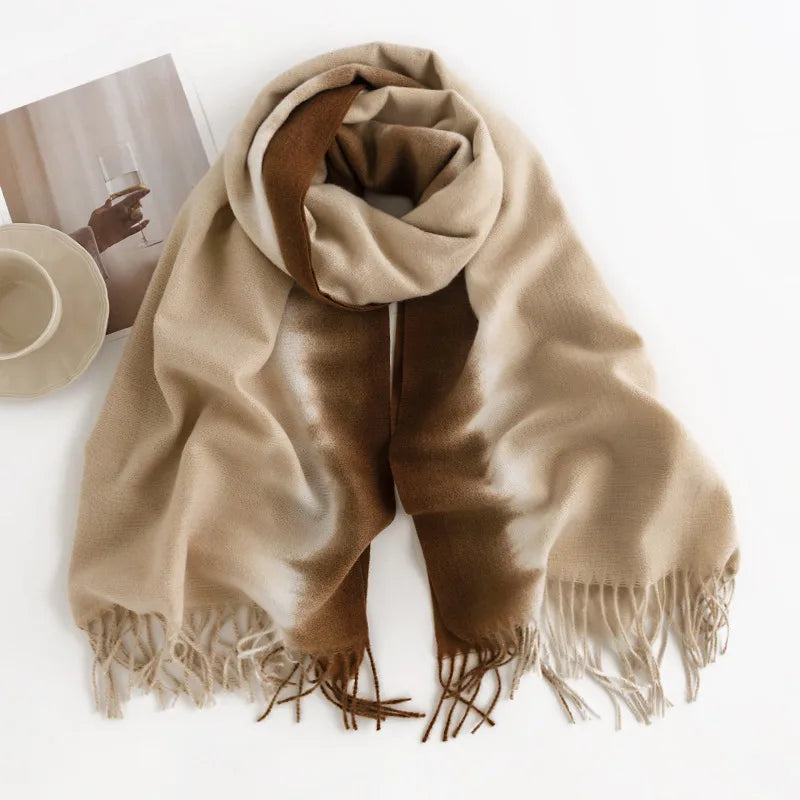 Women's Casual Multicolor Imitation cashmere Tassel Scarf