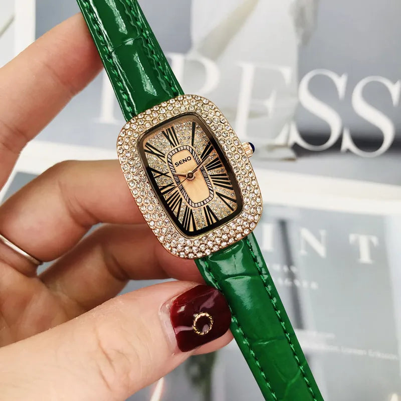 Casual Retro Color Block Buckle Quartz Watch Women's Watches