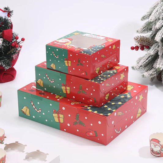 Creative Window Opening Transparent Christmas Baking Pastry Cupcake Packaging Box For Cakes Pastries And Gifts