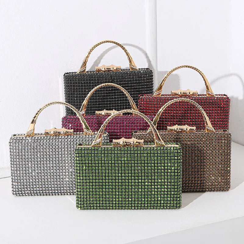 Silver Black Red Pu Leather Solid Color Square Evening Bags