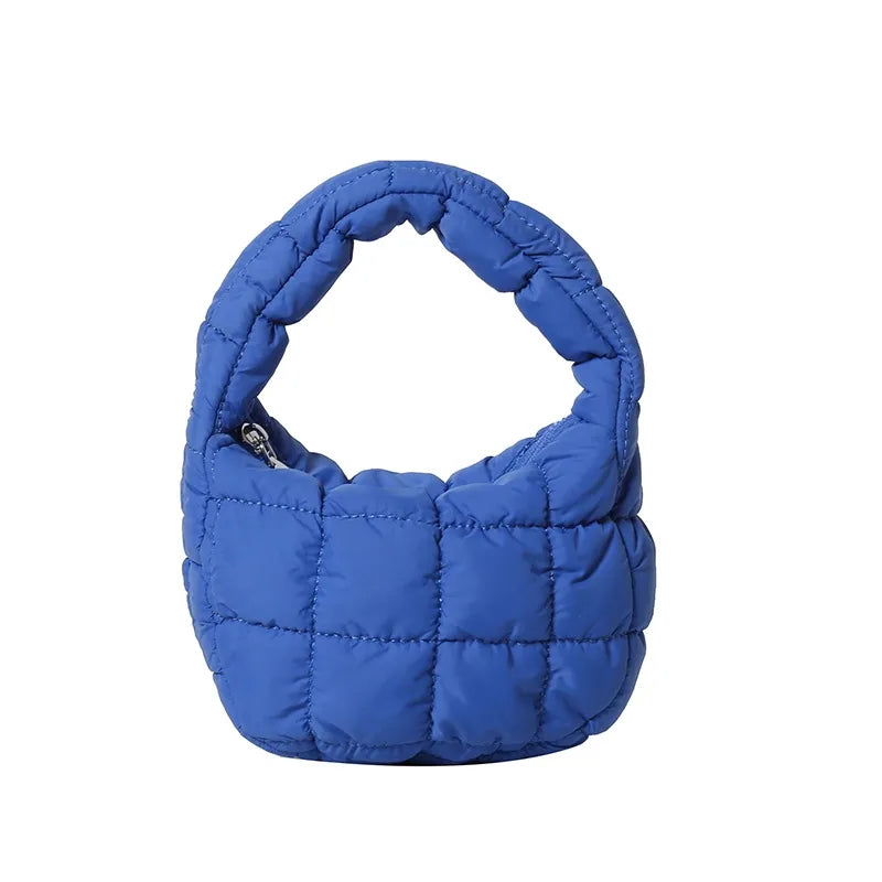 Pleated Plaid Cloud Bag Underarm Bag  New down Cotton Jacket Western Style Fashion Mini Handbag