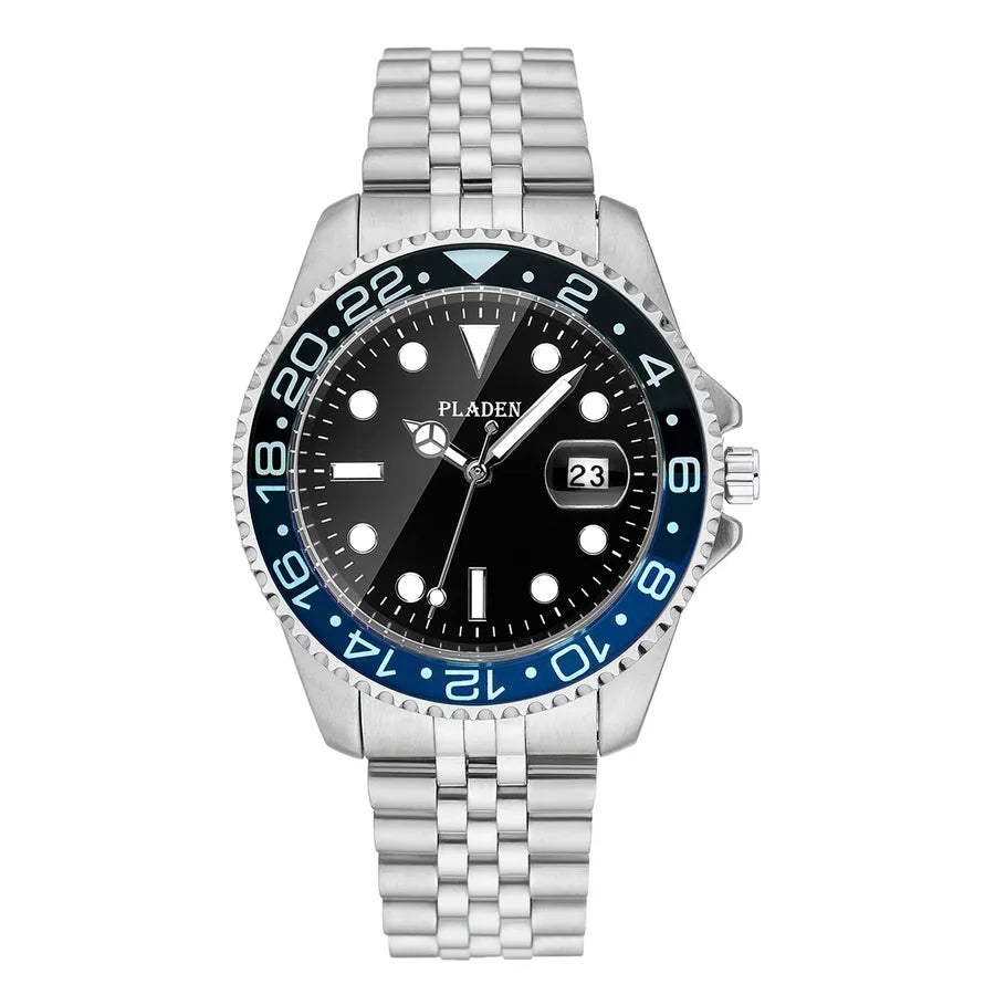 Business Color Block Butterfly Double Snap Quartz Watch Men's Watches