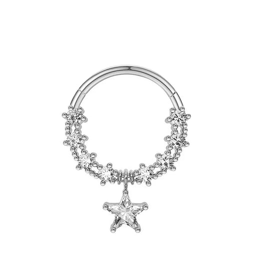 1 Piece Nose Rings & Studs Simple Style Classic Style Solid Color 304 Stainless Steel Inlay Rhinestones Nose Rings & Studs