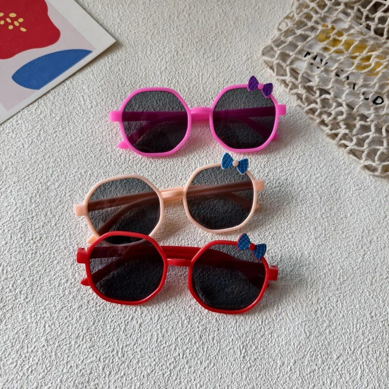 Sweet Simple Style Bow Knot UV400 Protection Resin Special-Shaped Mirror Full Frame Kids Sunglasses