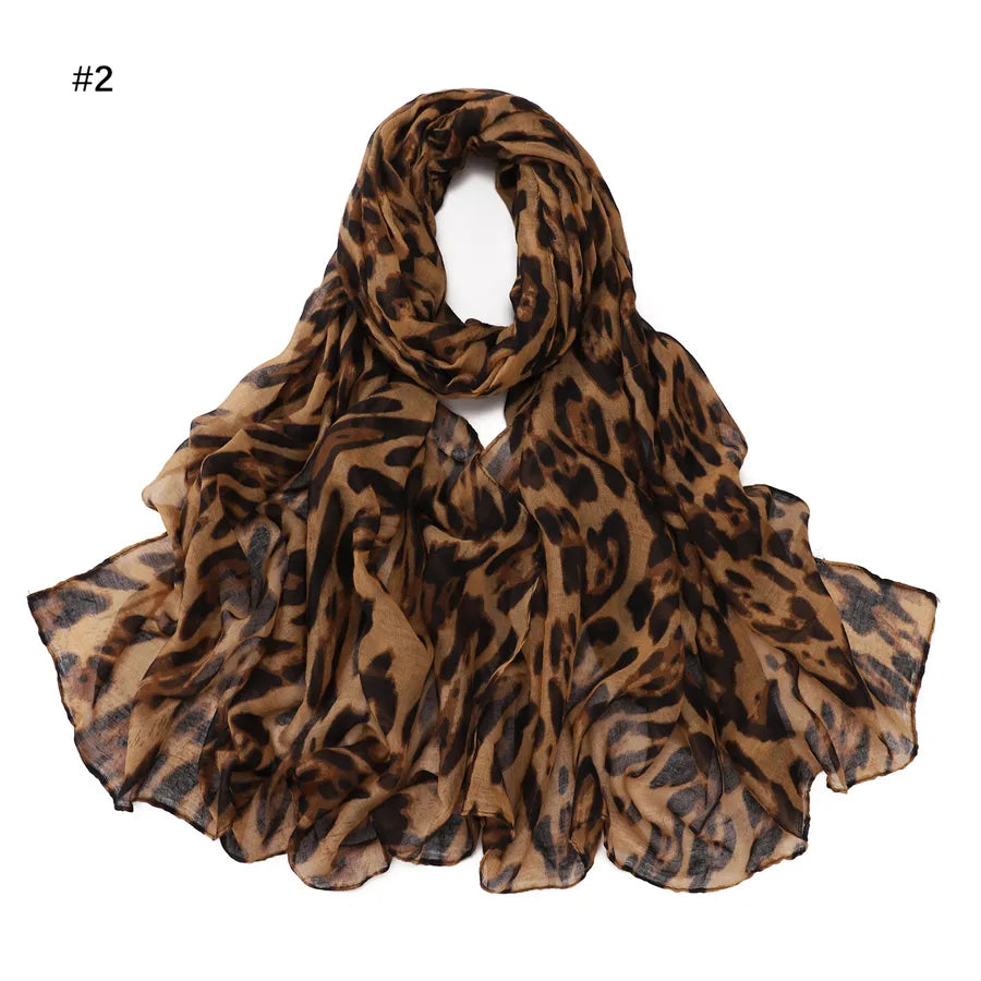Women's Vintage Style Classic Style Leopard Voile Silk Scarf