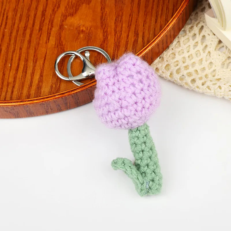 Cute Flower yarn Knitting Women's Keychain