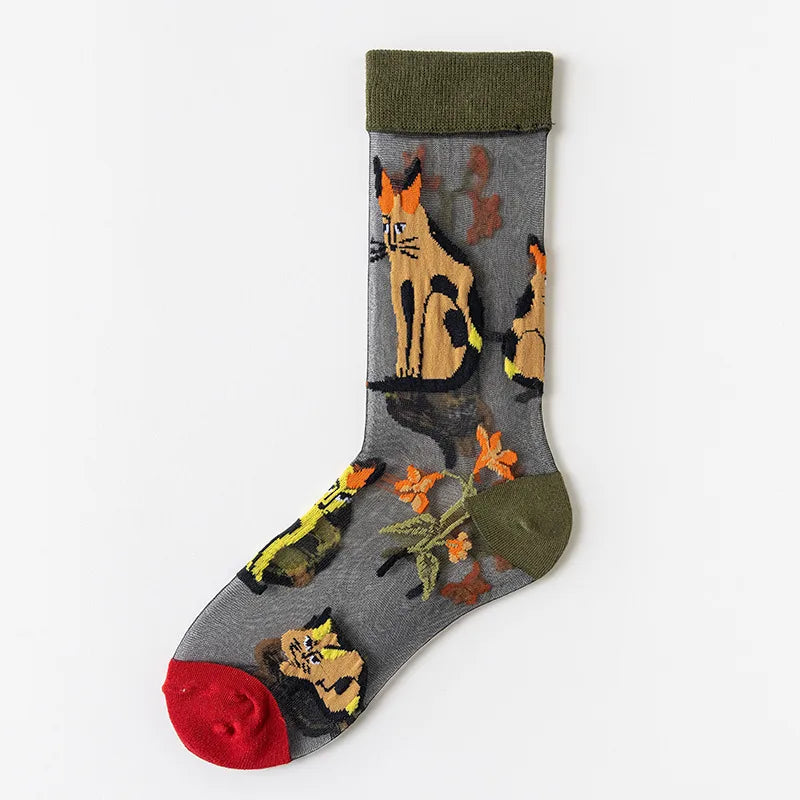 2 Pairs Cute Modern Style Women's Flower Cotton Crystal wire Crew Socks