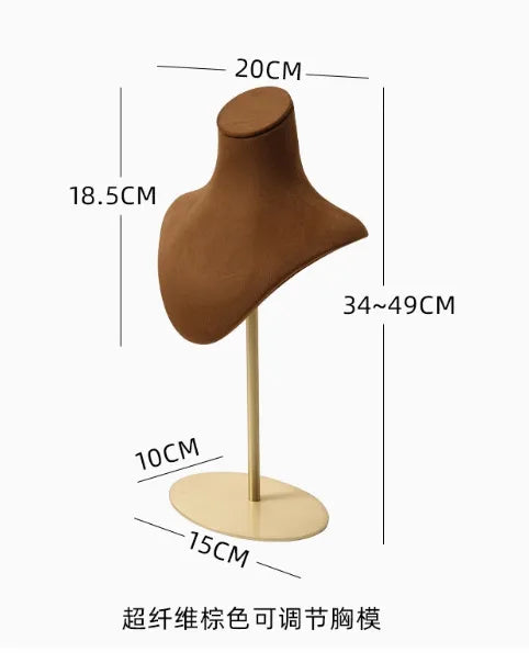 Adjustable Brown Jewelry Display Stand Necklace Bracelet Earring Storage Photography Props Ornament High-End Sensation Print