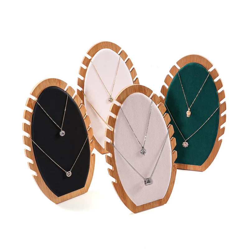 Flame Type Wooden Bamboo Necklace Bracelet Stand Jewelry Pendant Display Holder Academic Style Crafted Accessory Showpiece