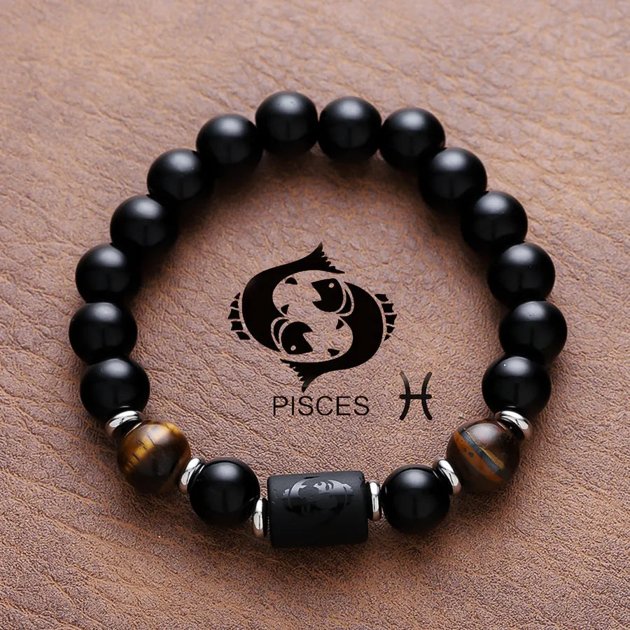 Vintage Style Simple Style Constellation Titanium Steel Plating Unisex Bracelets Men Beaded Bracelets