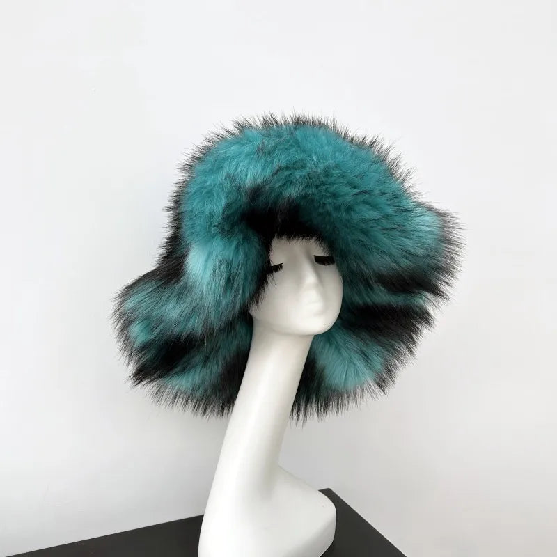 women's lady punk color block big eaves felt hat