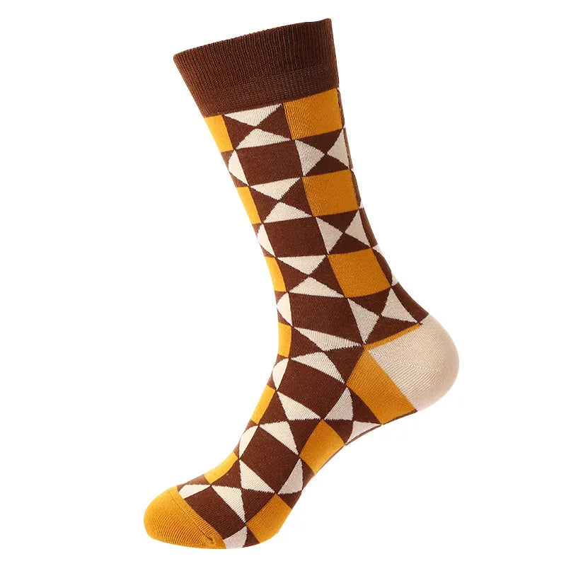 Men's Casual Sports Plaid Nylon Cotton Spandex Crew Socks 10 Pairs Per Pack