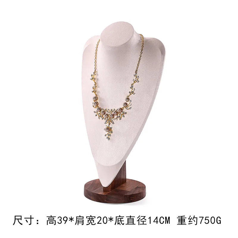 Walnut Wood Necklace Display Stand Portrait Neck Model Jewelry Stylist Showoff High-End Sensation Integrated Design Display Rack