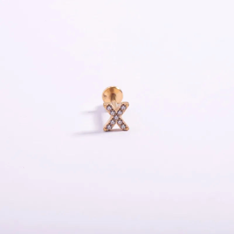 1 Piece Lip Rings Casual Punk Simple Style Cross Letter Heart Shape Titanium Alloy Polishing Plating Zircon 18K Gold Plated Lip Rings Ear Cartilage Rings & Studs