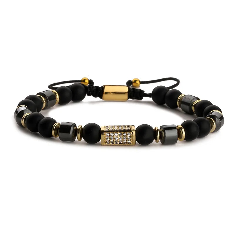 basic classic style geometric stone copper inlay zircon unisex bracelets