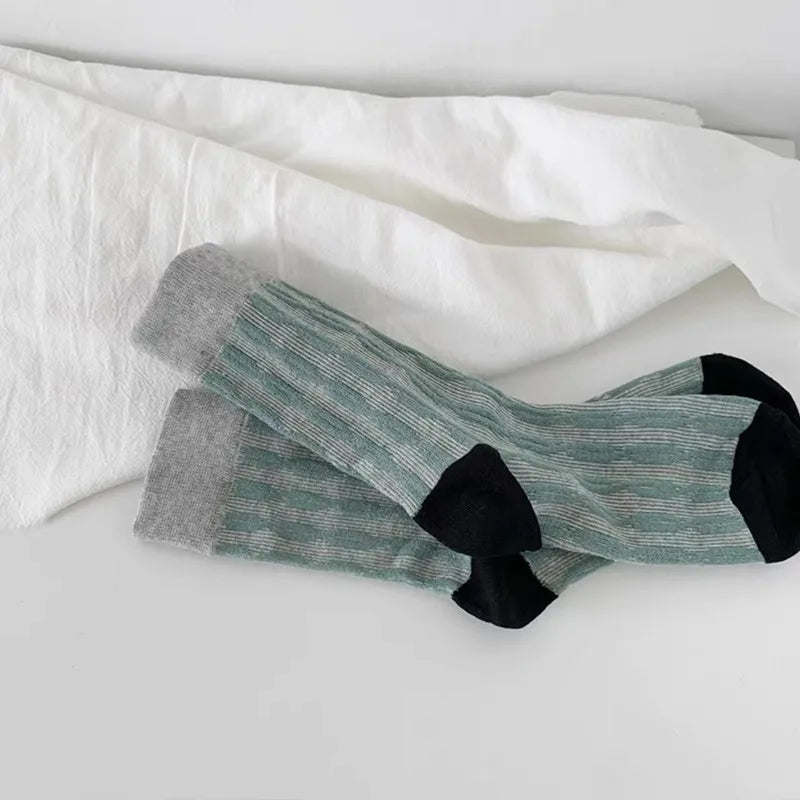 unisex retro stripe cotton crew socks a pair