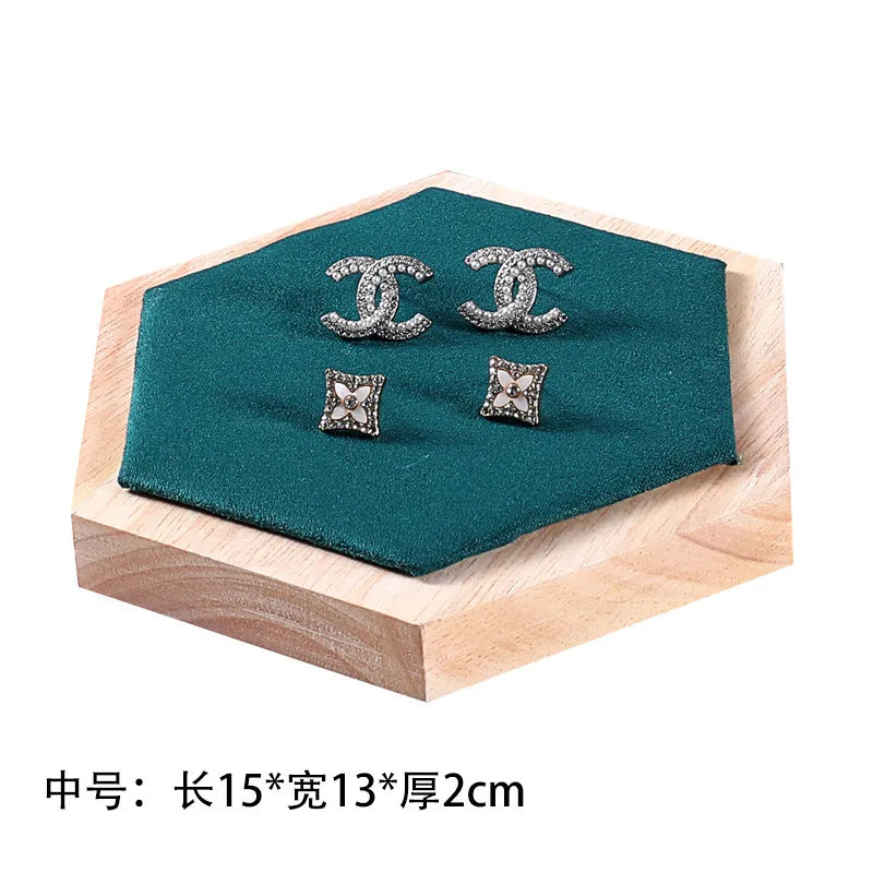 Jewelry Display Stand Earring Bracelet Necklace Ring Holder Wooden Hexagonal Structure Academic Style Crafted From Solid Wood