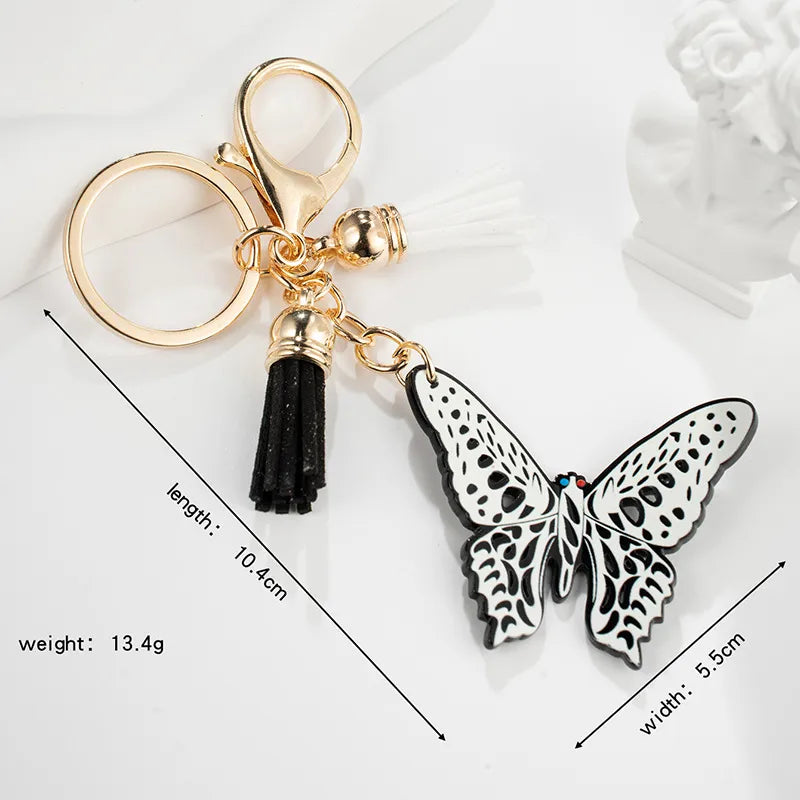 cute butterfly arylic epoxy women's bag pendant keychain