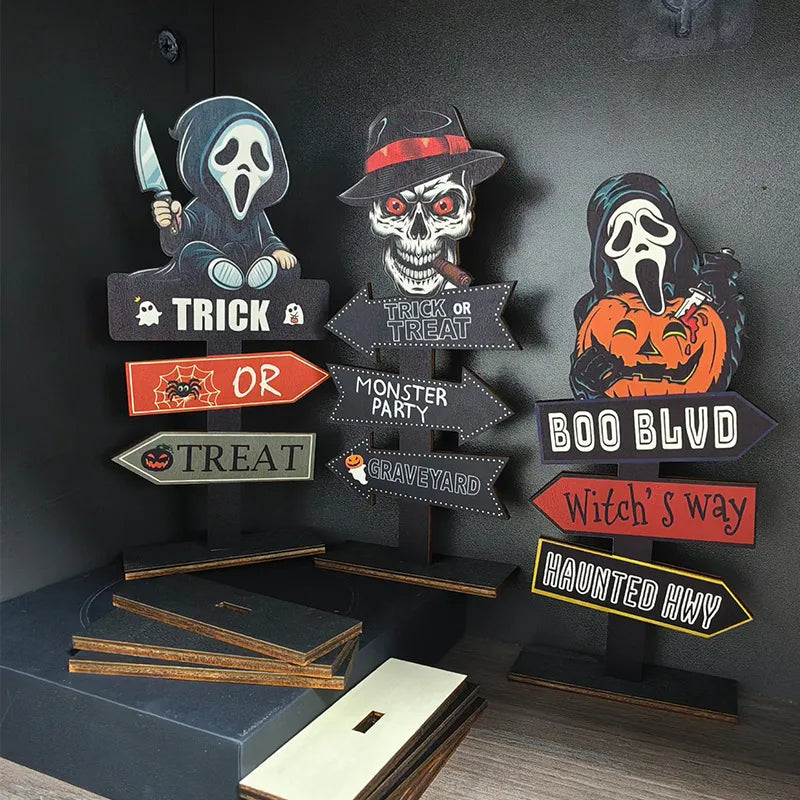 Wooden Halloween Decorations Ghost Festival Props Pumpkin Sprite Letter Wooden Ornaments Ghost Wooden Display Stand