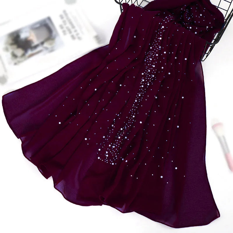 women's retro solid color chiffon silk scarves