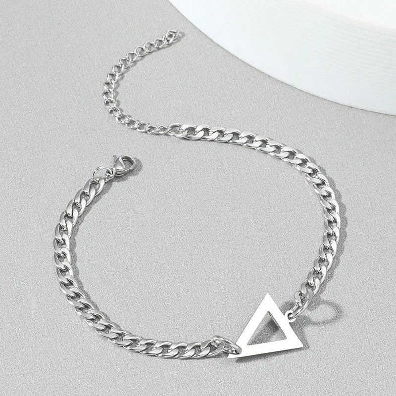 Simple Style Triangle Solid Color Titanium Steel Plating Men's Bracelets