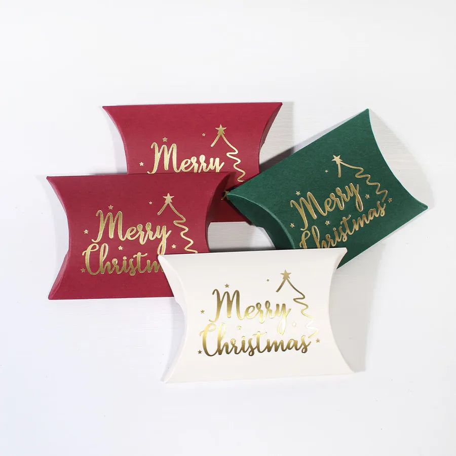 Merry Christmas Gift Box Gold Stamping Christmas Tree Holiday Decoration Gift Box Christmas Theme White Cardstock Packaging