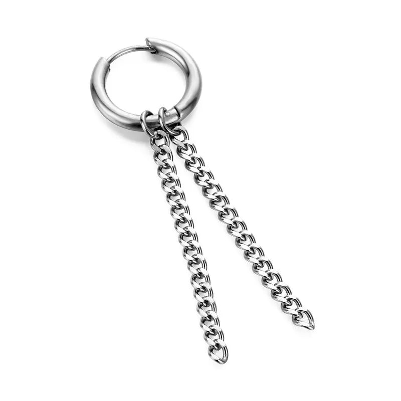 1 Piece Halloween Simple Style Pentagram Skull Plating Chain Titanium Steel Drop Earrings