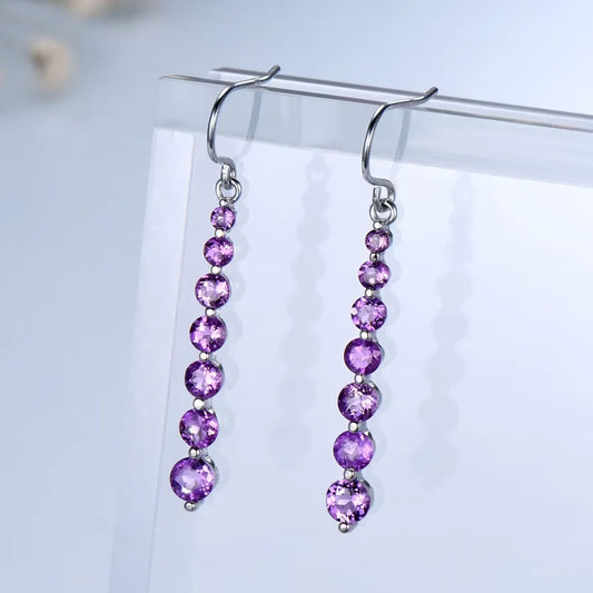 1 Pair 925 Sterling Silver Round Rhodium Plated Drop Earrings