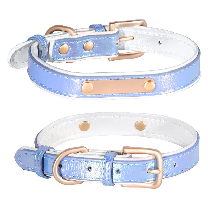 All Seasons Cute Pu Leather Zinc alloy Customization Laser Engraving Colorful Pet Collar
