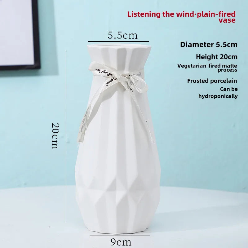 Simple Modern Star Ceramic Vase Ornaments Living Room White Porcelain Fresh Dried Flower Creative Ceramic Flower Set