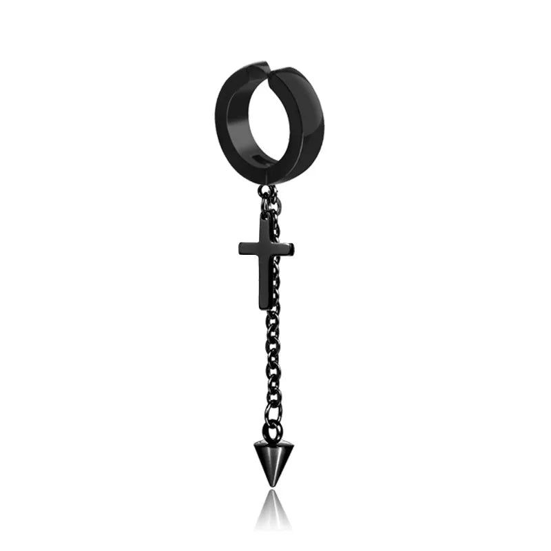 simple style cross titanium steel earrings plating stainless steel earrings 1 piece