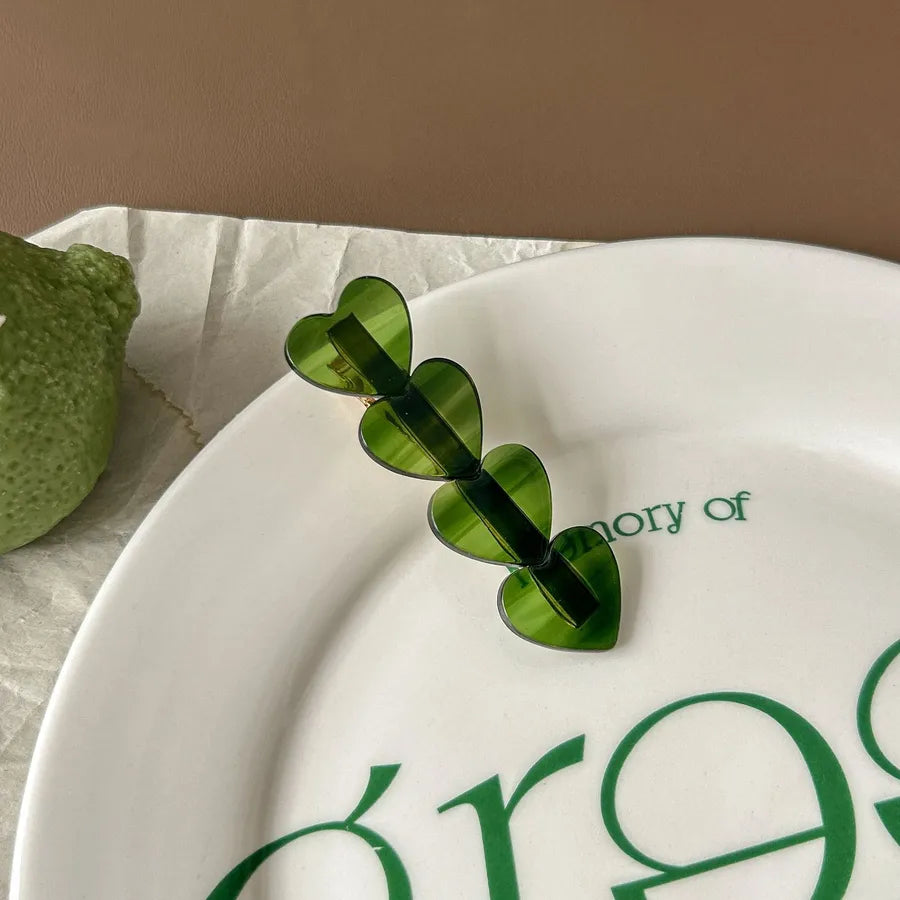 Elegant Greenish-Black Acetate Hair Clip French Style Simple Design For Women Hair Accessories Suitable For All Ages