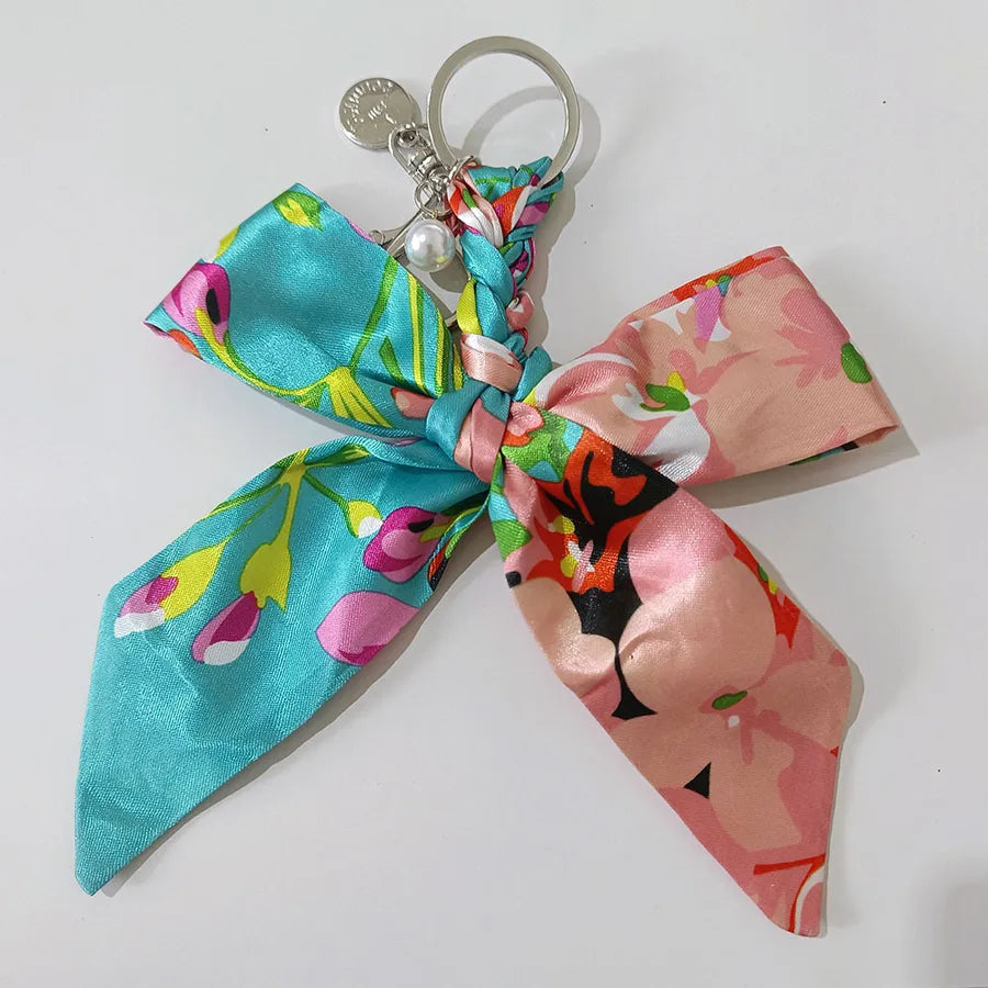 Sweet Simple Style Bow Knot Cloth Metal Unisex Bag Pendant Keychain