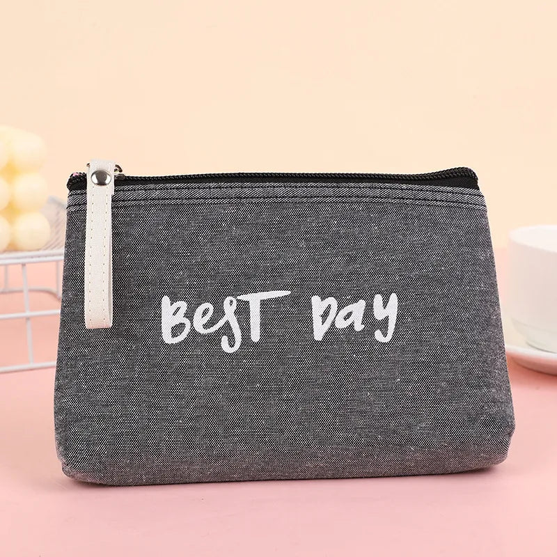 classic style letter canvas square makeup bags