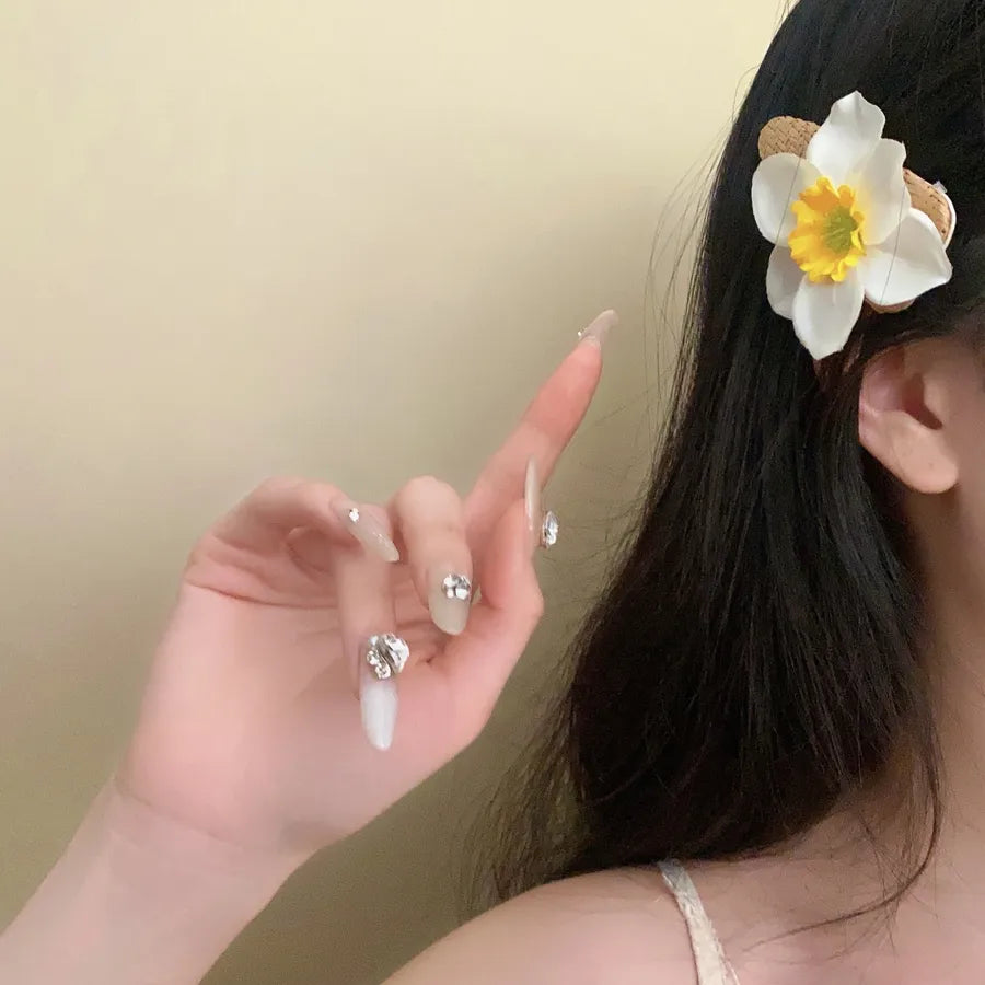 Super Fairy Artificial Flower Butterfly Flower Tassel Grip Female Sweet Style Unique and Exquisite Barrettes Ins All-Match Hair Accessories Fashion