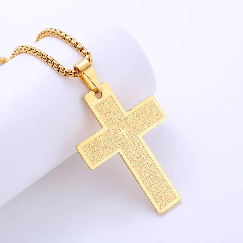 1 piece hip-hop cross stainless steel plating 18k gold plated men's pendant necklace