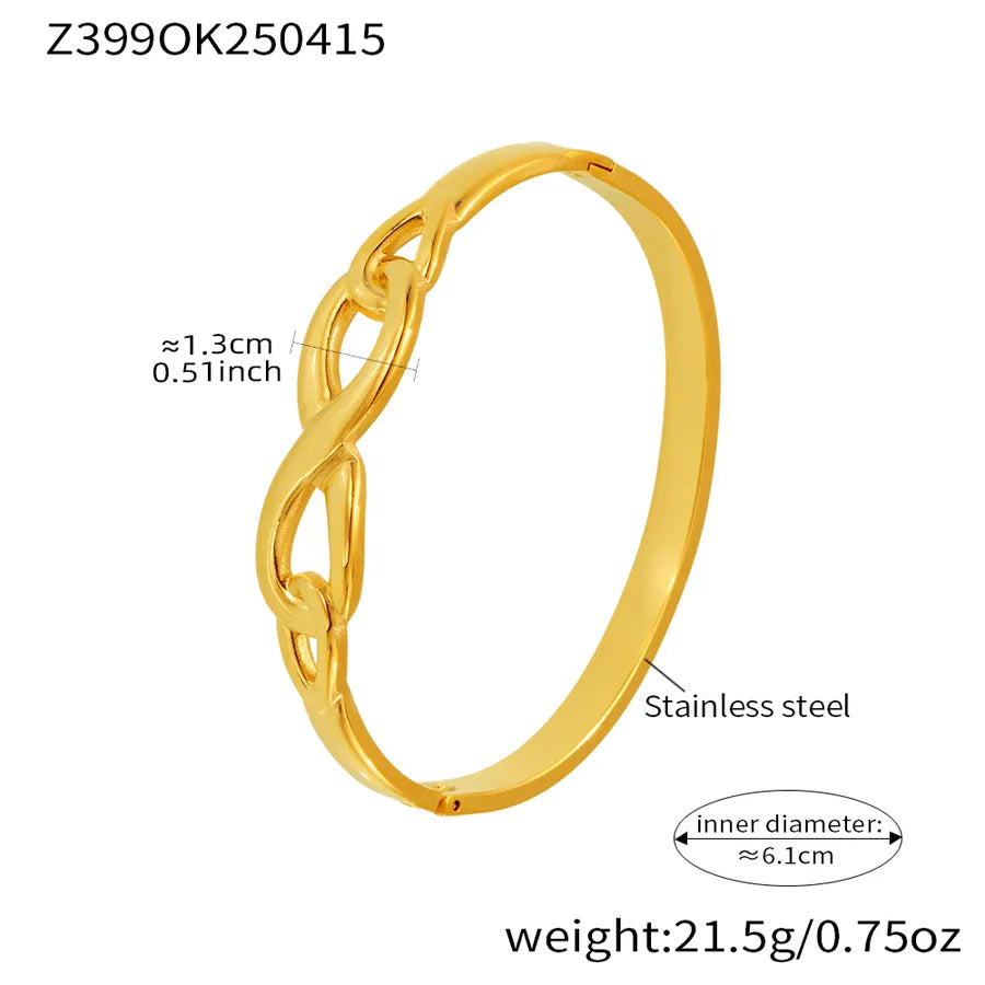 Hip-Hop Luxurious Punk Infinity 304 Stainless Steel 18K Gold Plated Bangle In Bulk