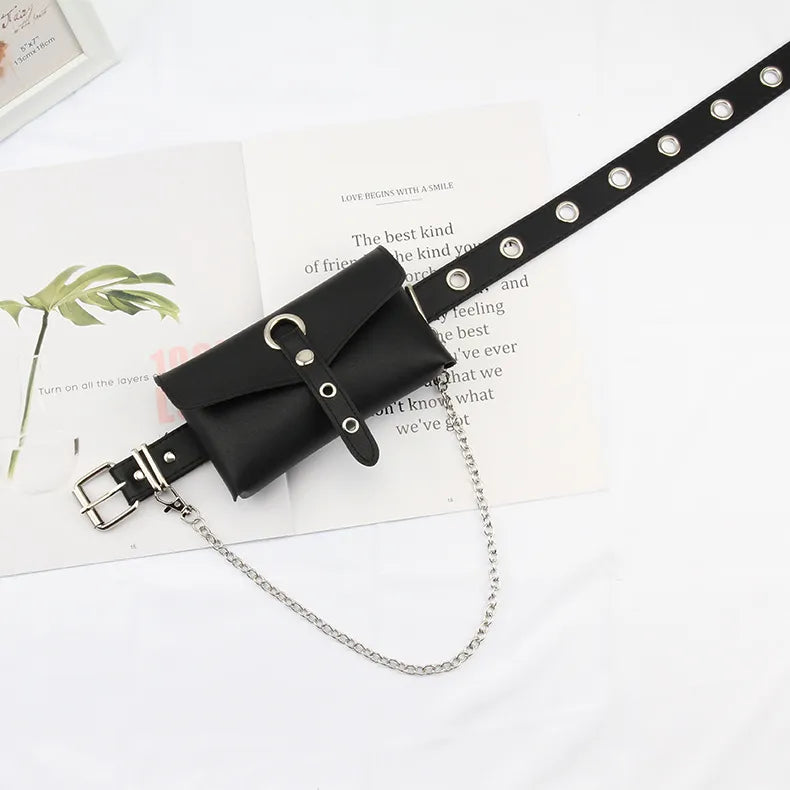 casual solid color pu leather chain women's leather belts 1 piece