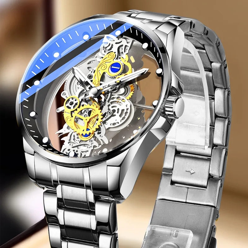 business color block single folding buckle quartz men's watches