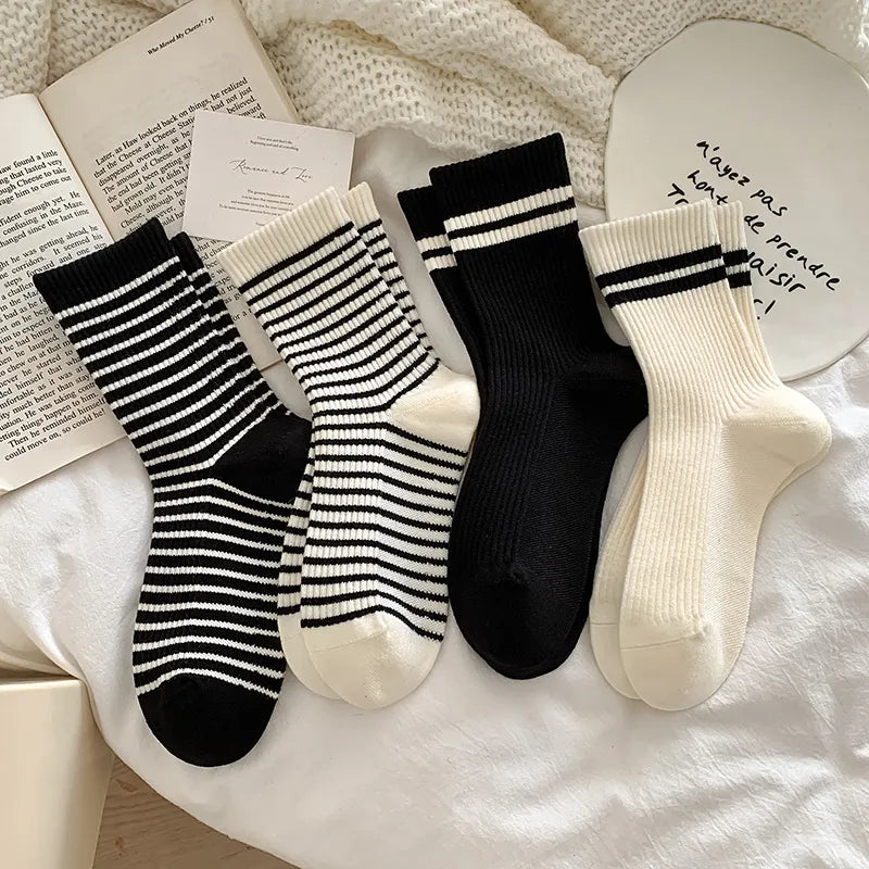Japanese Style Women's Stripe Cotton Wool Ankle Socks A Pair