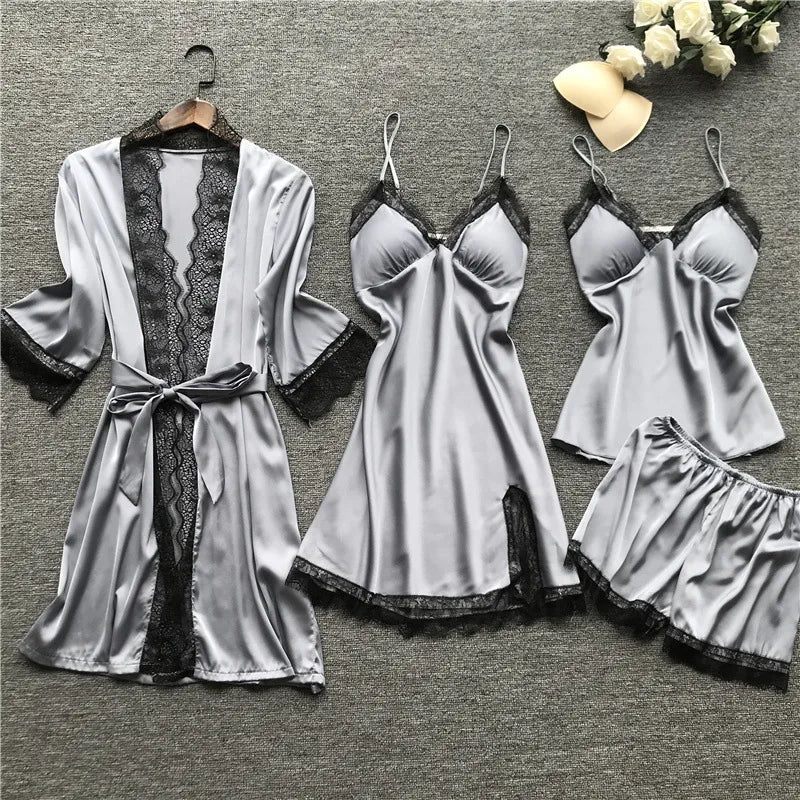 solid color sexy lace pajamas