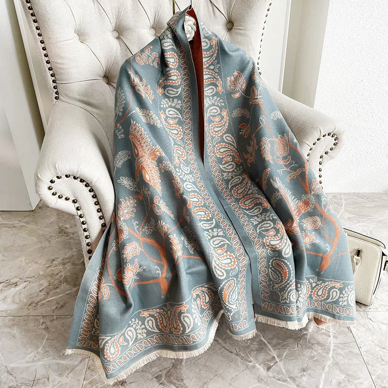 Unisex Elegant Lady Simple Style Leaf Imitation cashmere Printing Scarf