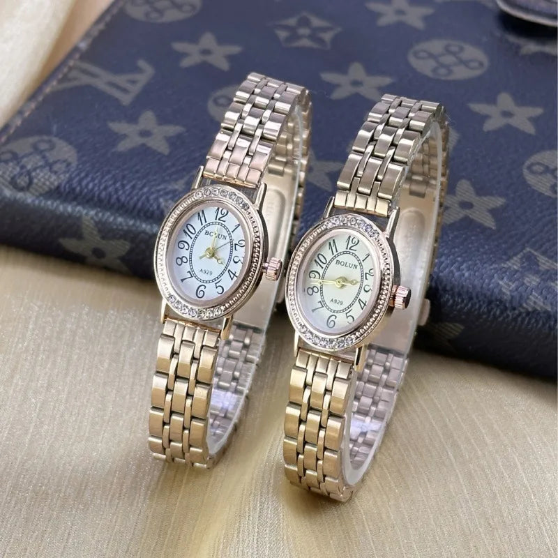 Watch Delicate Oval Disk Women's Retro Quartz Watch Bolun Watch Wholesale Little Red Book Mid-Ancient Small Golden Watch