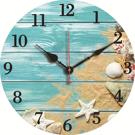 silent wall clock retro wood ocean clock wall sticker simple wall clock retro explosion hanging clock