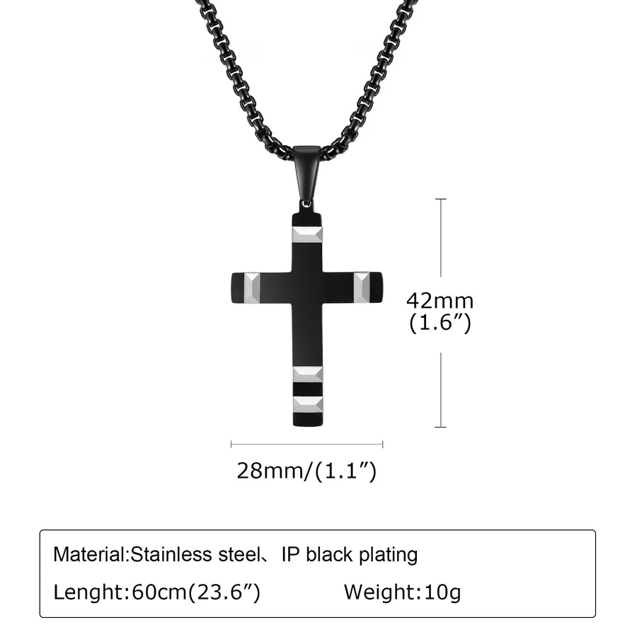 Wholesale Jewelry Religion Cross 304 Stainless Steel Zircon Pendant Necklace