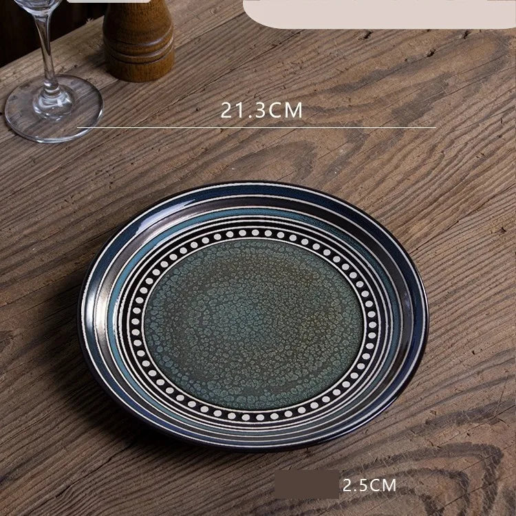 Retro Solid Color Flower ceramics Tableware 1 Piece