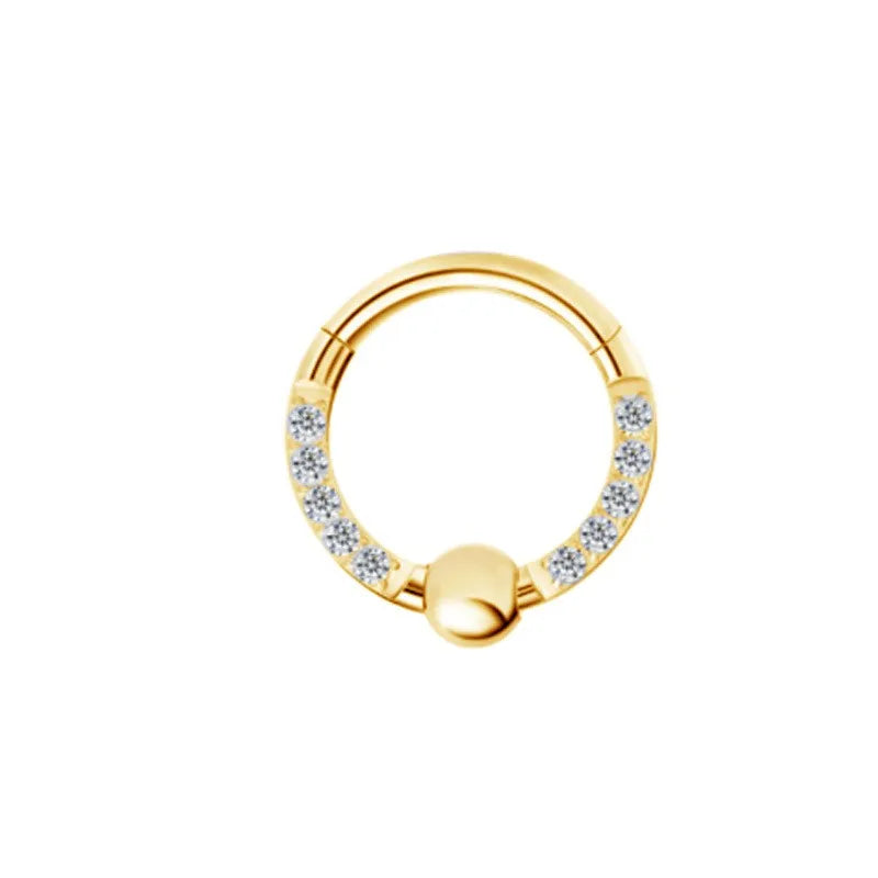 1 Piece Nose Rings & Studs Casual Solid Color Classic Style Geometric Pure Titanium Plating Inlay Zircon White Gold Plated Gold Plated Nose Rings & Studs
